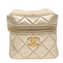 CHANEL Matelasse Chain Hand Bag Lamb Skin Gold CC Auth 100060AV-13