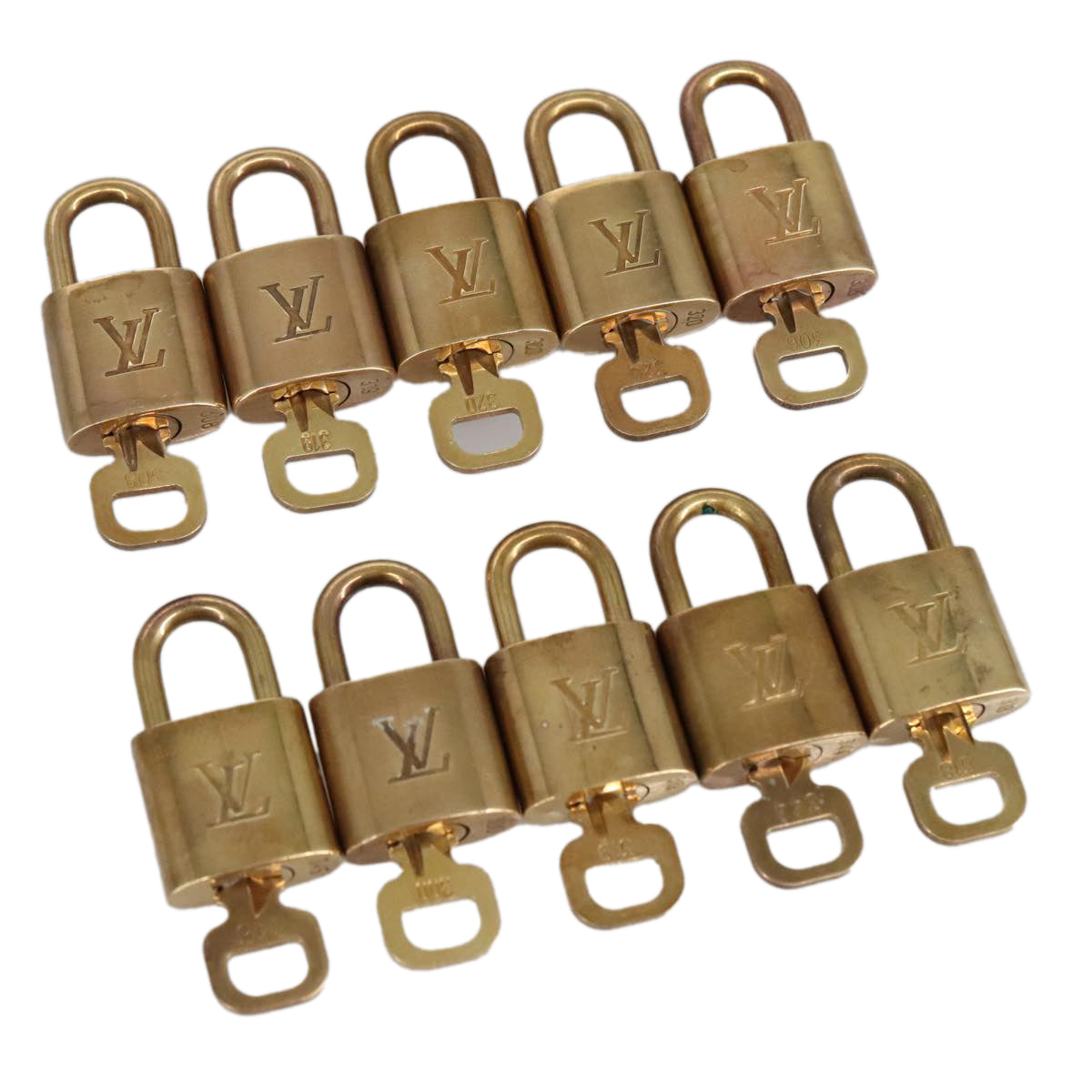 LOUIS VUITTON Padlock 10set metal Gold Tone LV Auth 100061