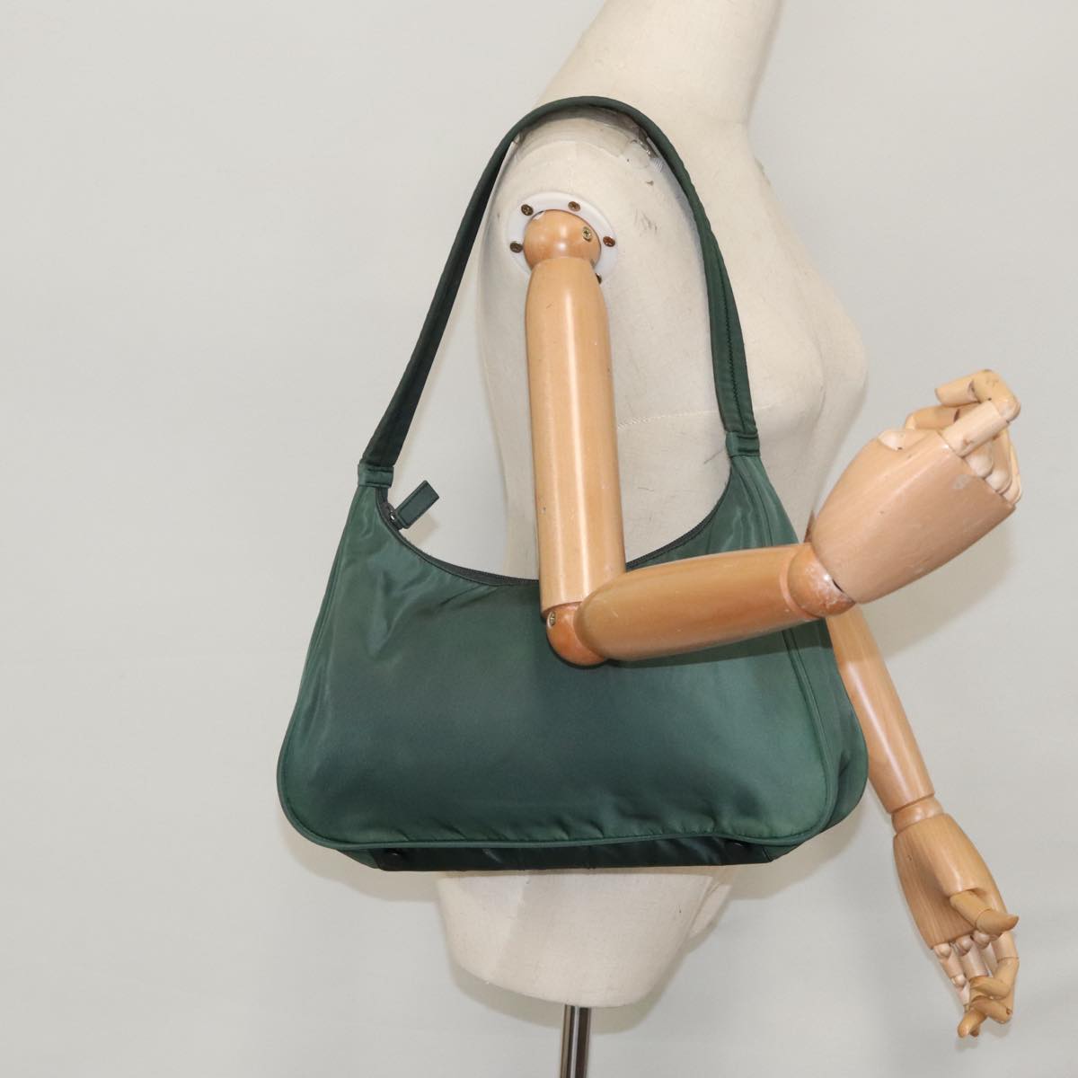 PRADA Shoulder Bag Nylon Green Auth 100069