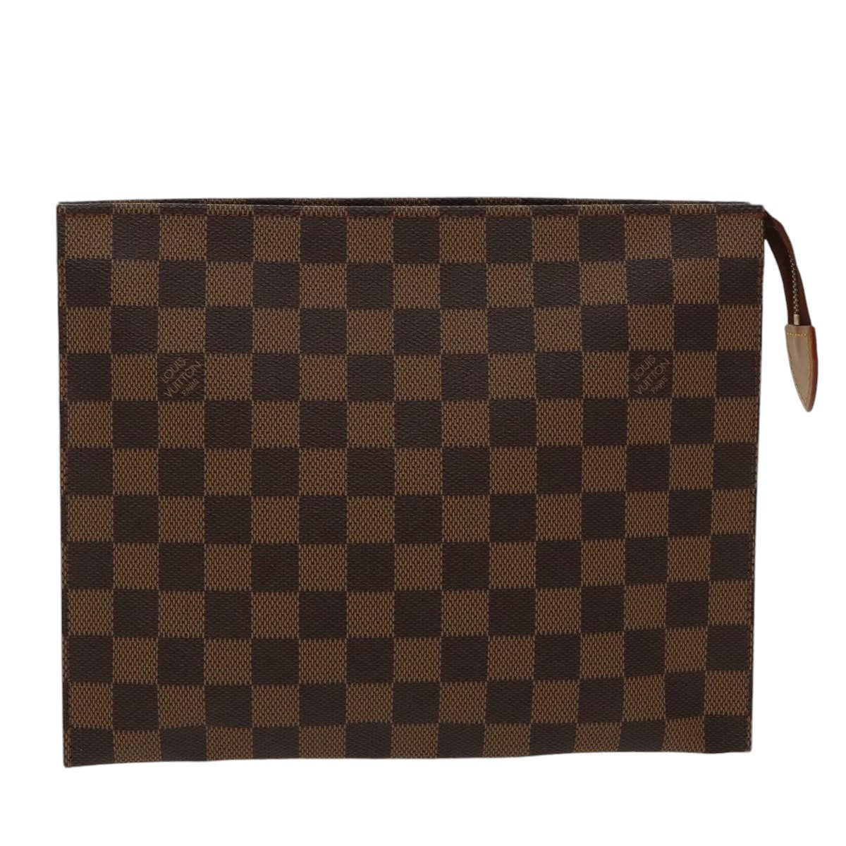 LOUIS VUITTON Damier Ebene Poche Toilette 26 Pouch N47543 LV Auth 100078