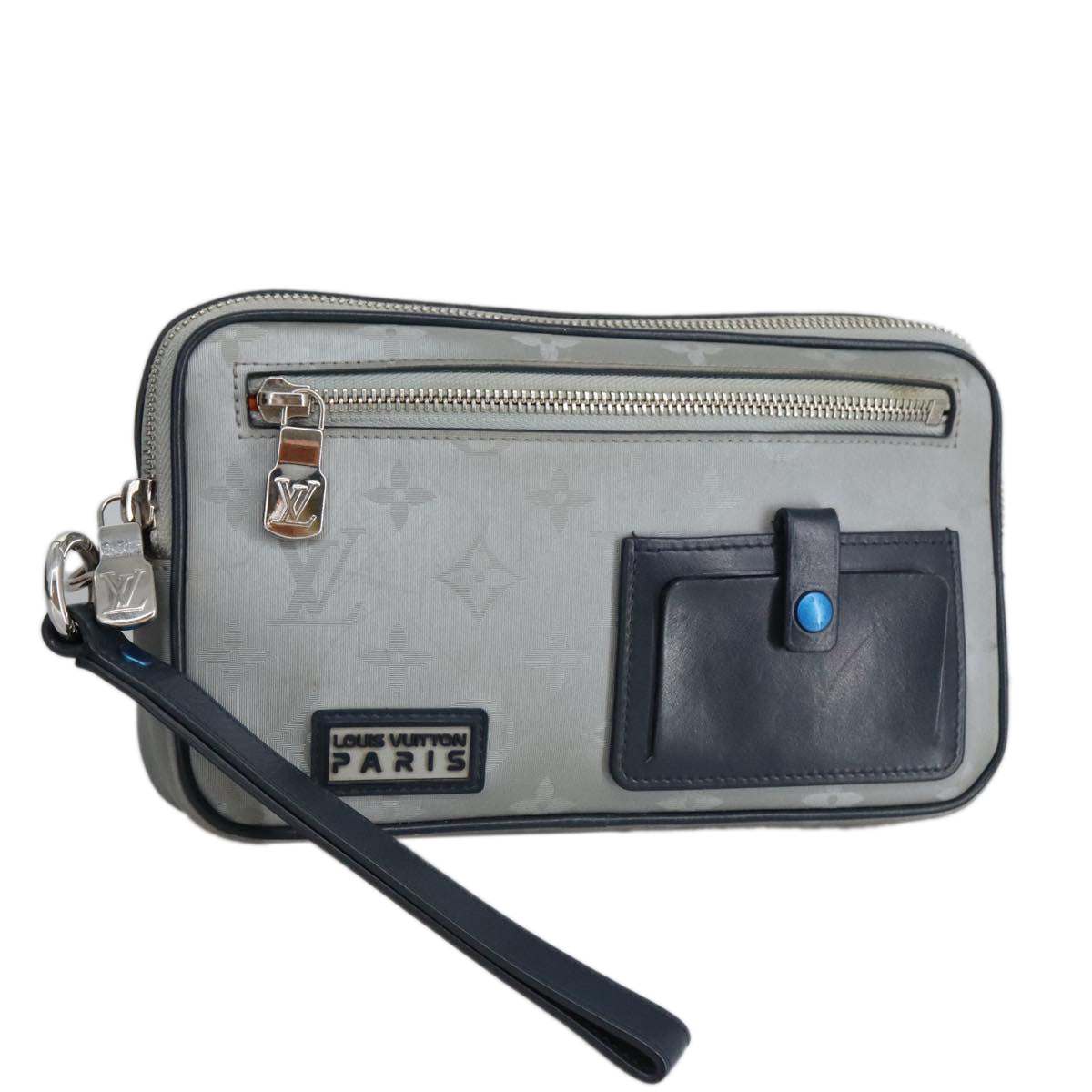 LOUIS VUITTON Monogram Satellite Alpha Pouch Silver M44178 LV Auth 100083