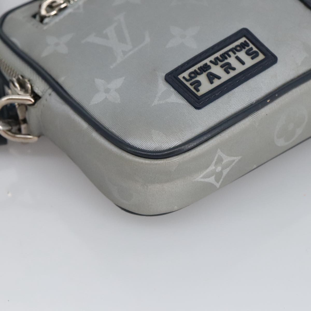 LOUIS VUITTON Monogram Satellite Alpha Pouch Silver M44178 LV Auth 100083