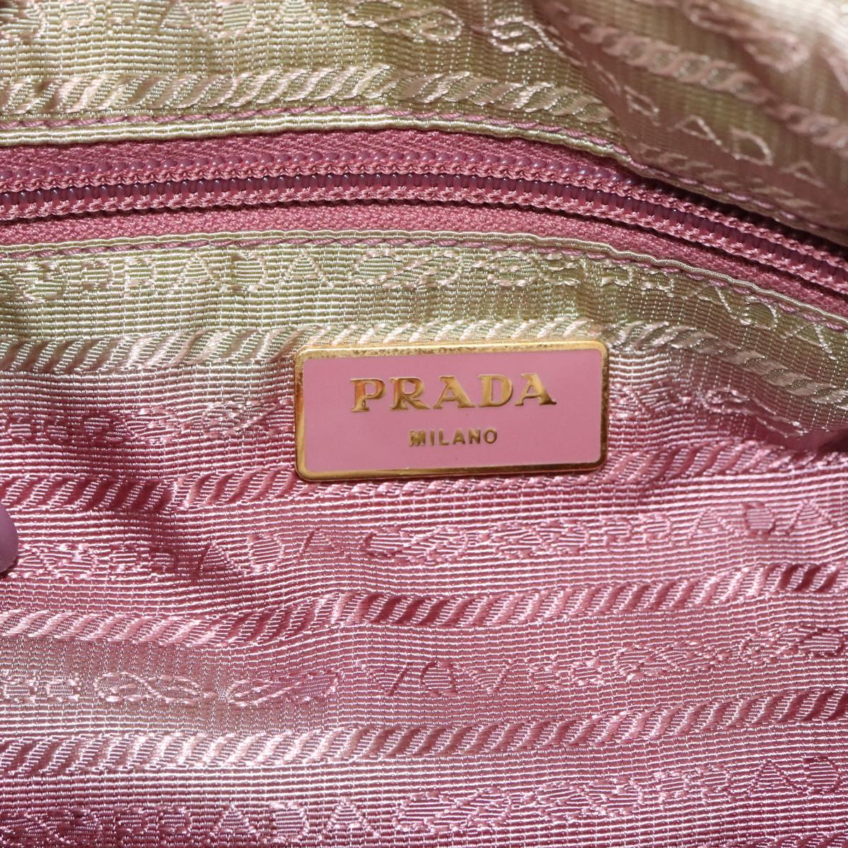 PRADA Hand Bag Nylon 2way Pink Gold Auth 100093