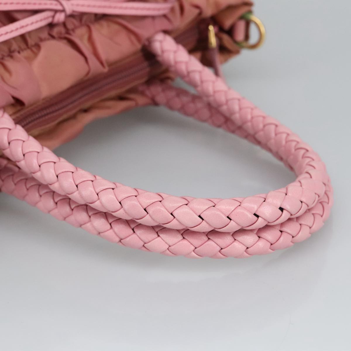 PRADA Hand Bag Nylon 2way Pink Gold Auth 100093