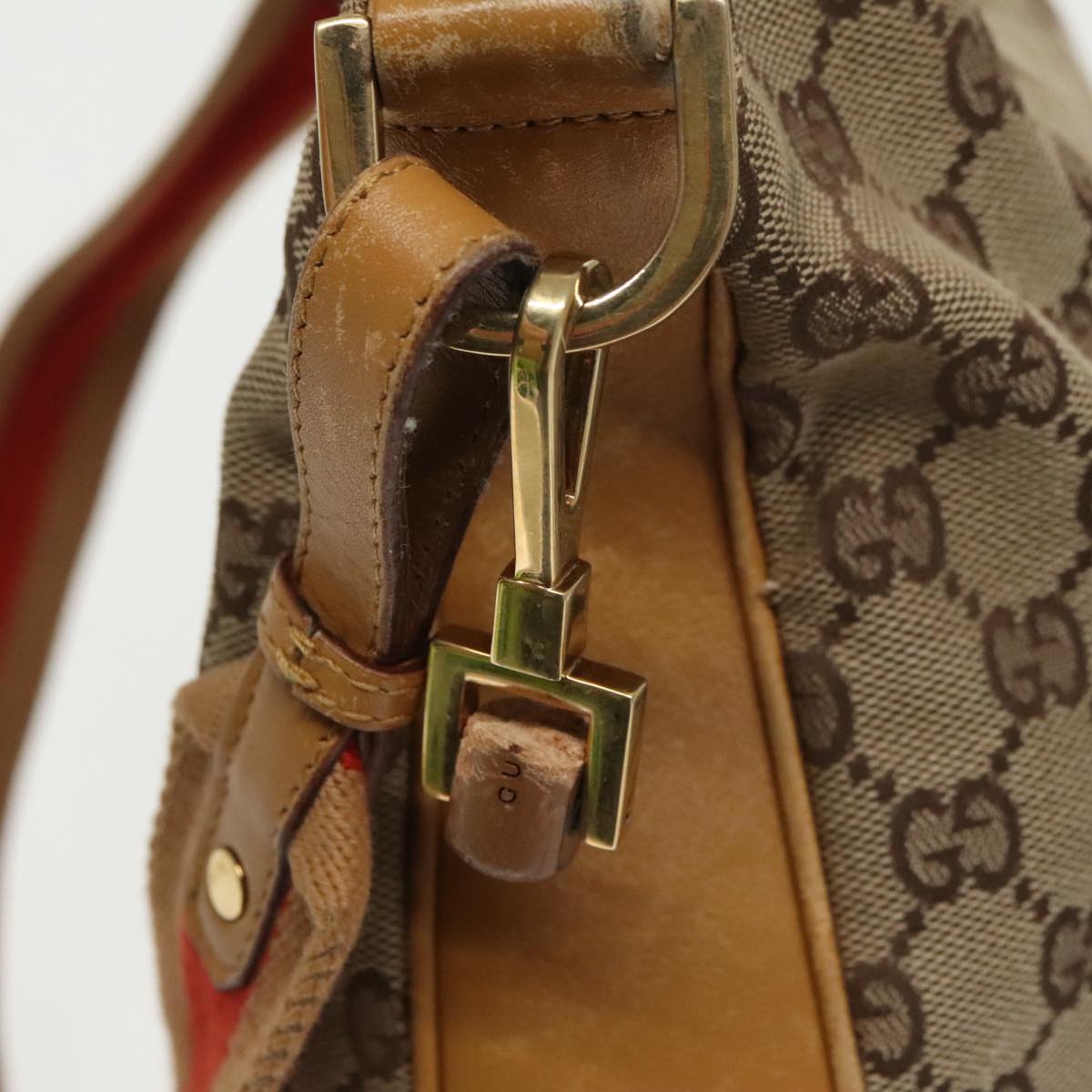 GUCCI GG Canvas Sherry Line Shoulder Bag Beige Gold Brown 001 4095 Auth 100097