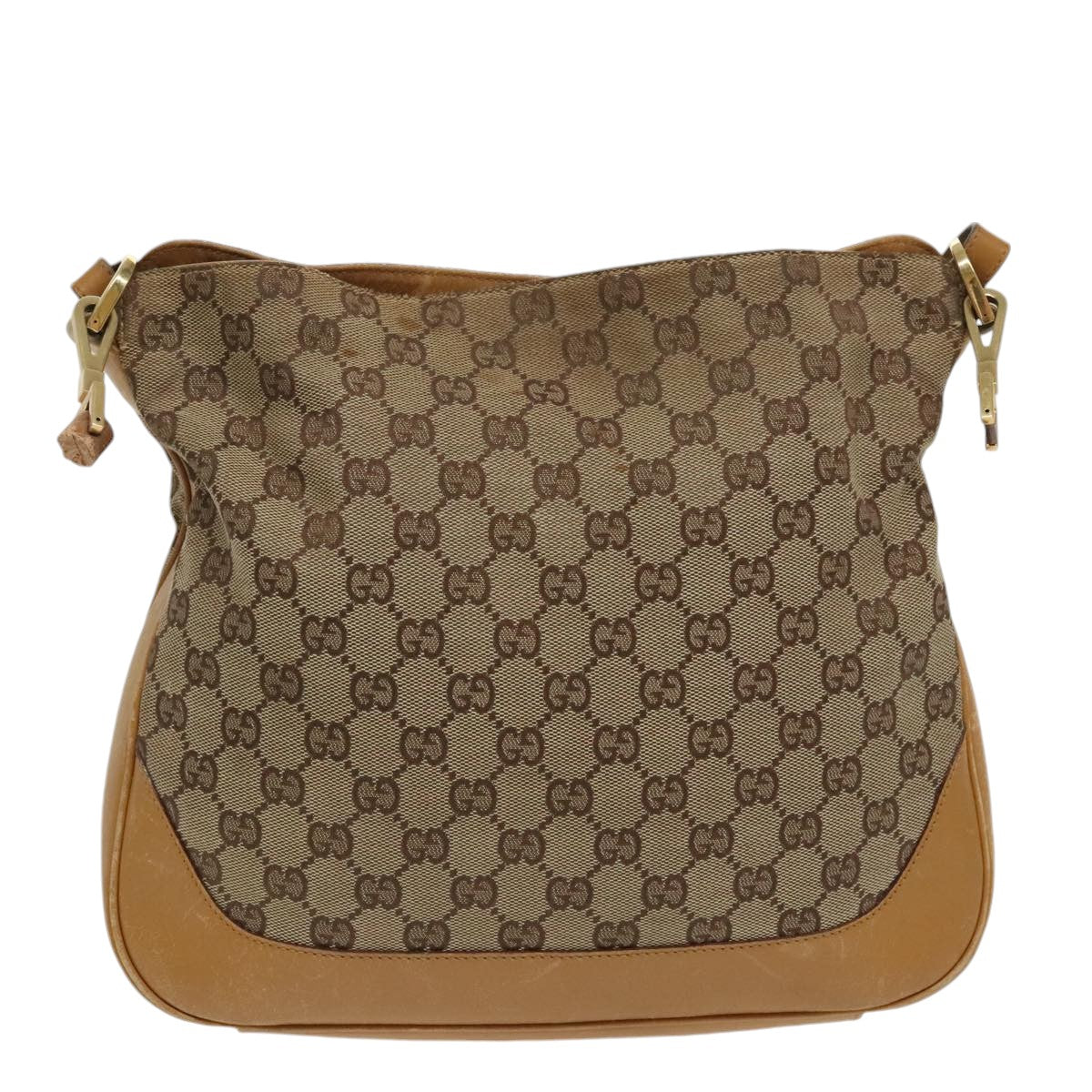 GUCCI GG Canvas Sherry Line Shoulder Bag Beige Gold Brown 001 4095 Auth 100097