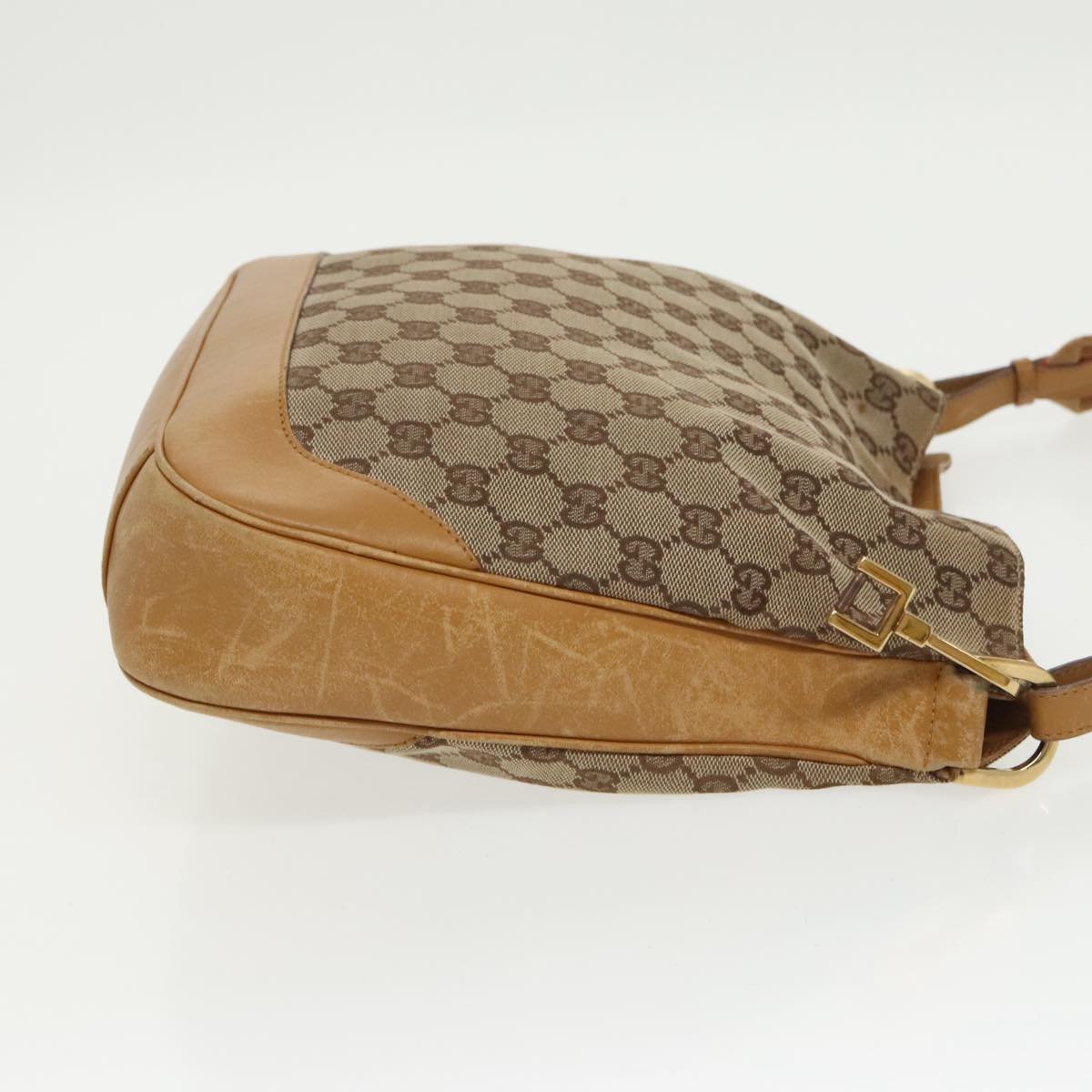 GUCCI GG Canvas Sherry Line Shoulder Bag Beige Gold Brown 001 4095 Auth 100097