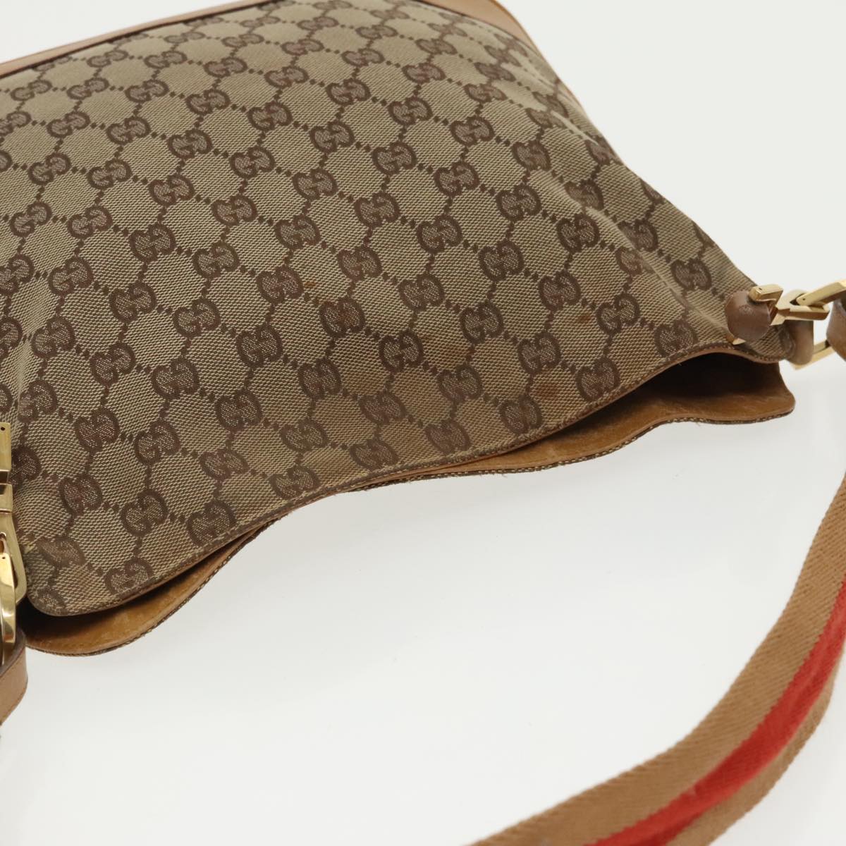 GUCCI GG Canvas Sherry Line Shoulder Bag Beige Gold Brown 001 4095 Auth 100097