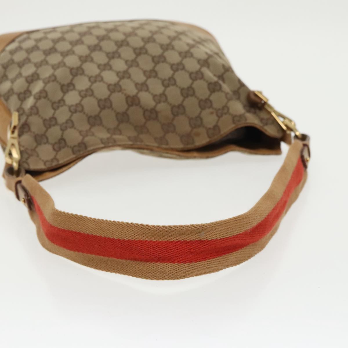 GUCCI GG Canvas Sherry Line Shoulder Bag Beige Gold Brown 001 4095 Auth 100097