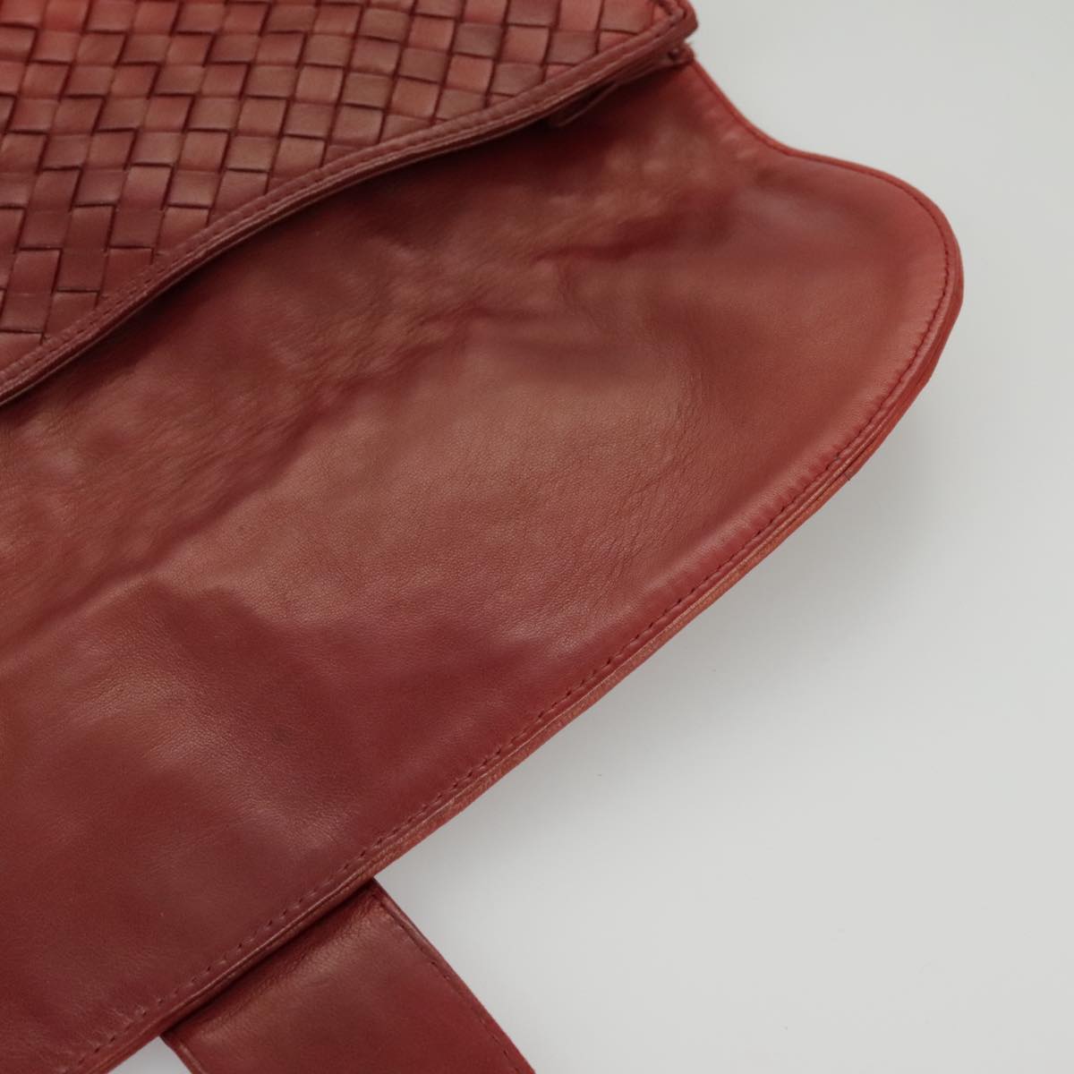 BOTTEGA VENETA INTRECCIATO Clutch Bag Leather Red Auth 100106