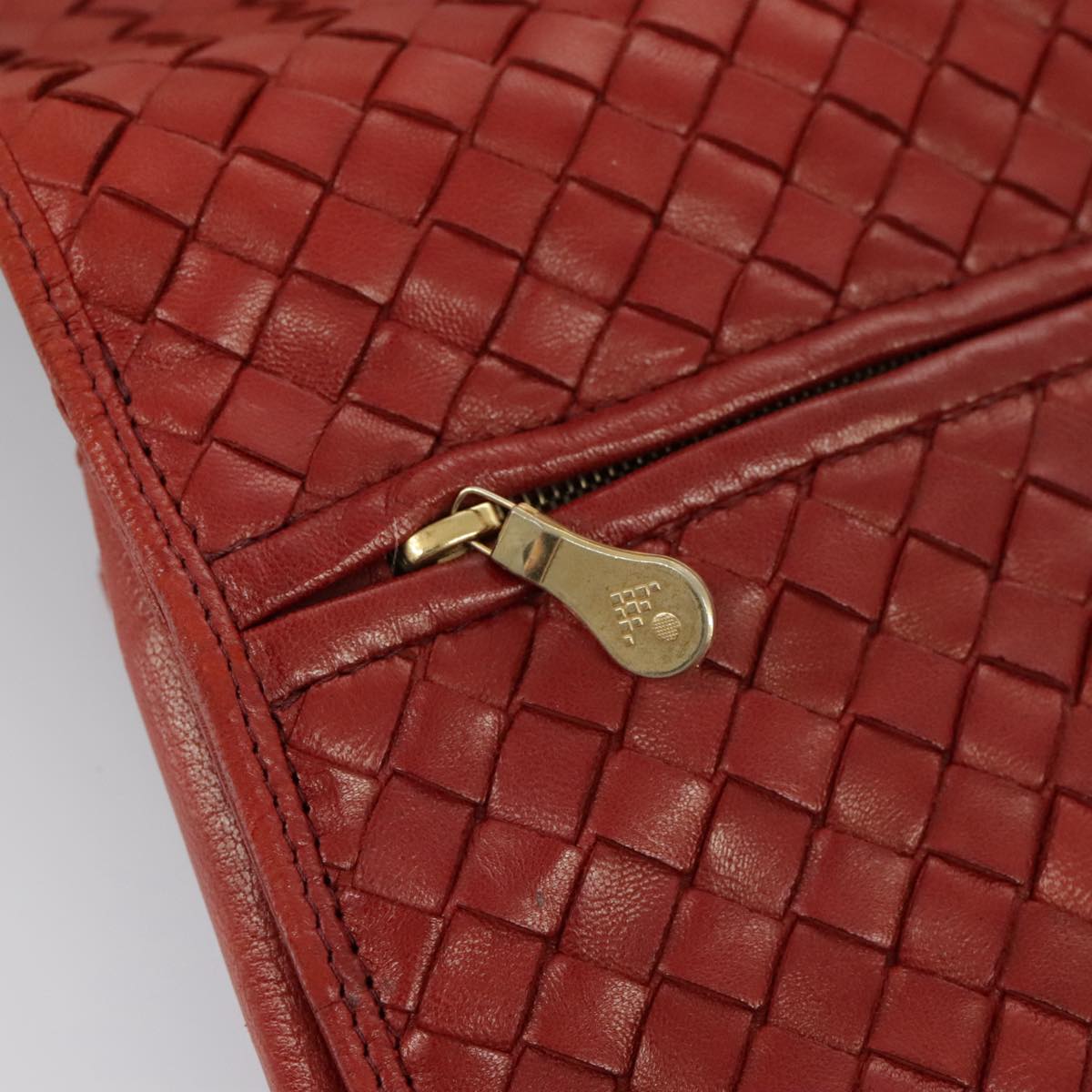 BOTTEGA VENETA INTRECCIATO Clutch Bag Leather Red Auth 100106