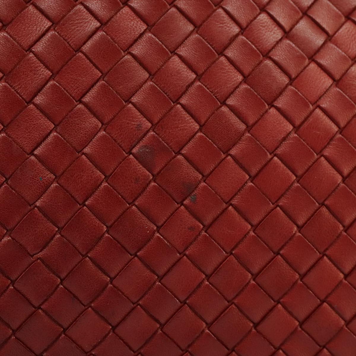 BOTTEGA VENETA INTRECCIATO Clutch Bag Leather Red Auth 100106