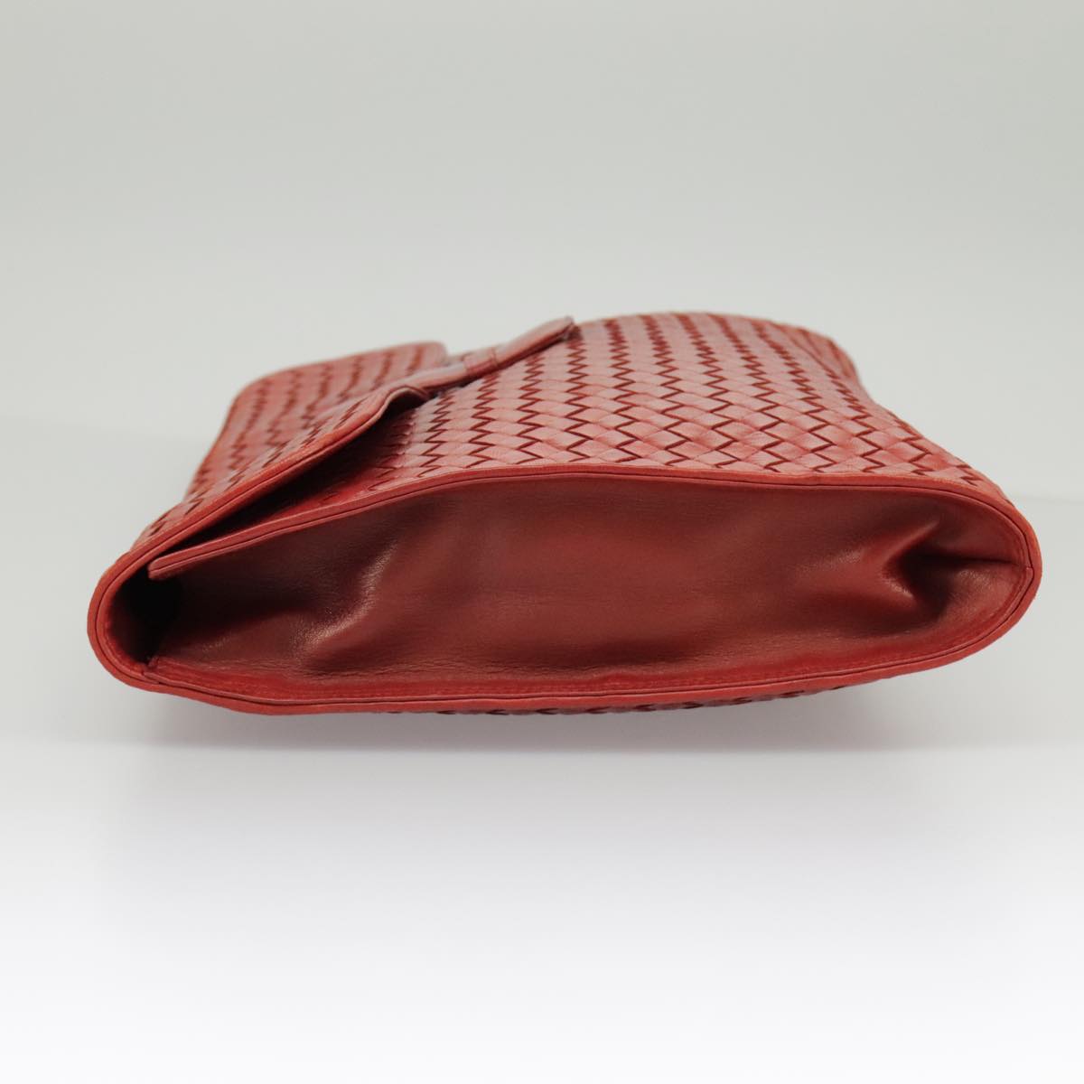 BOTTEGA VENETA INTRECCIATO Clutch Bag Leather Red Auth 100106