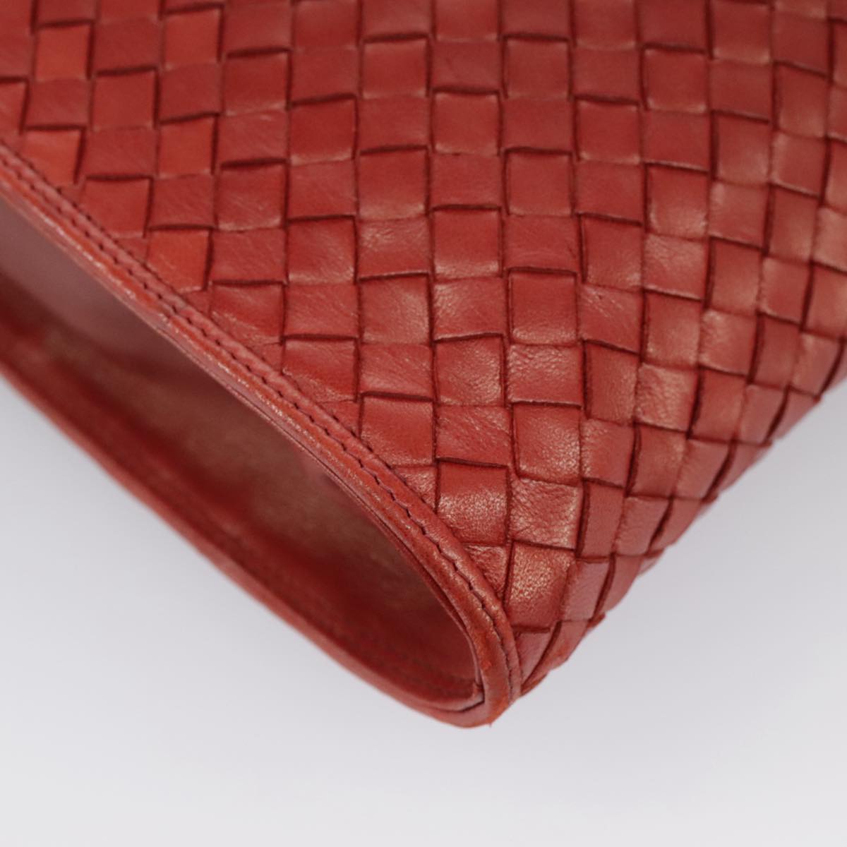 BOTTEGA VENETA INTRECCIATO Clutch Bag Leather Red Auth 100106