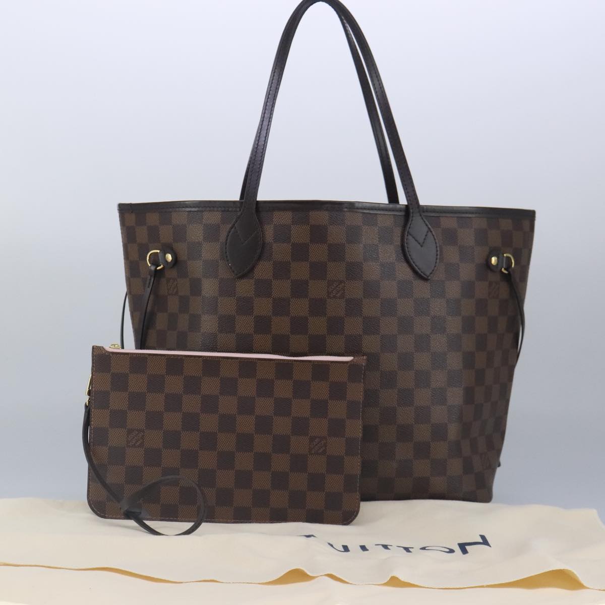 LOUIS VUITTON Damier Ebene Neverfull MM Tote Bag N51105 LV Auth 100112