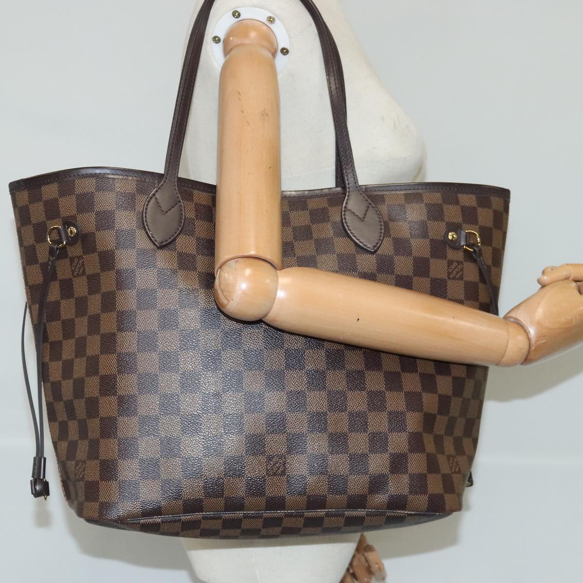 LOUIS VUITTON Damier Ebene Neverfull MM Tote Bag N51105 LV Auth 100112