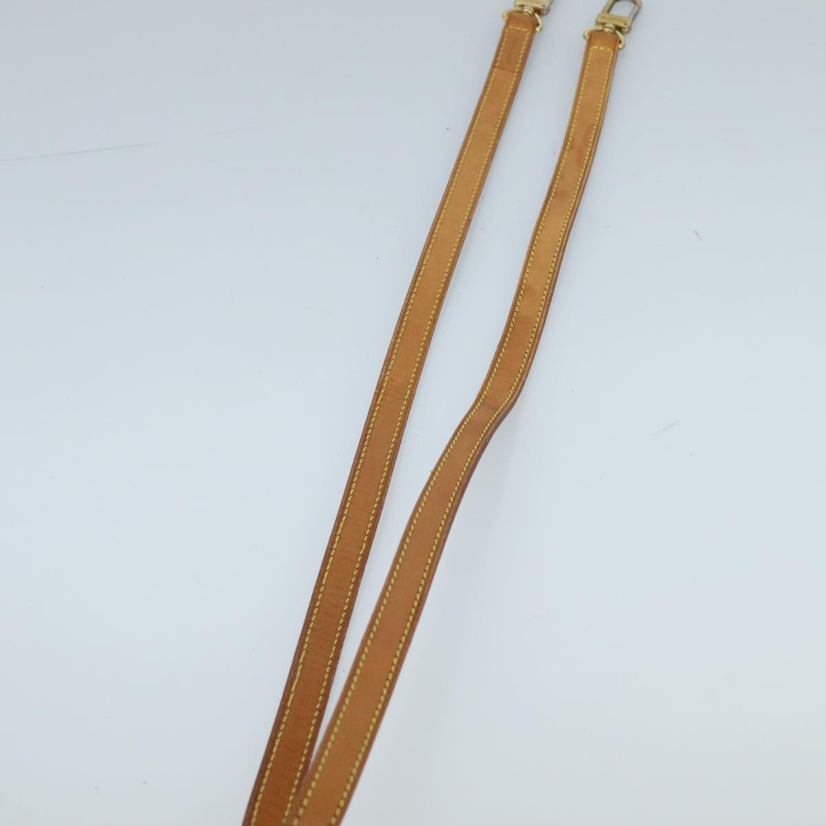 LOUIS VUITTON Shoulder Strap Leather 44.1"" Beige LV Auth 100113