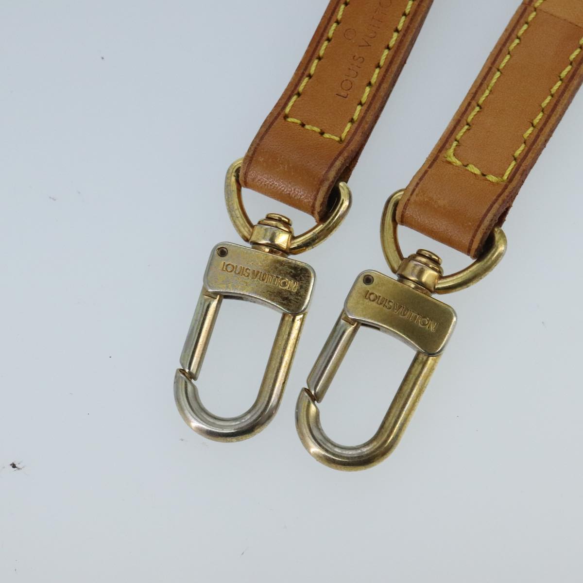 LOUIS VUITTON Shoulder Strap Leather 44.1"" Beige LV Auth 100113