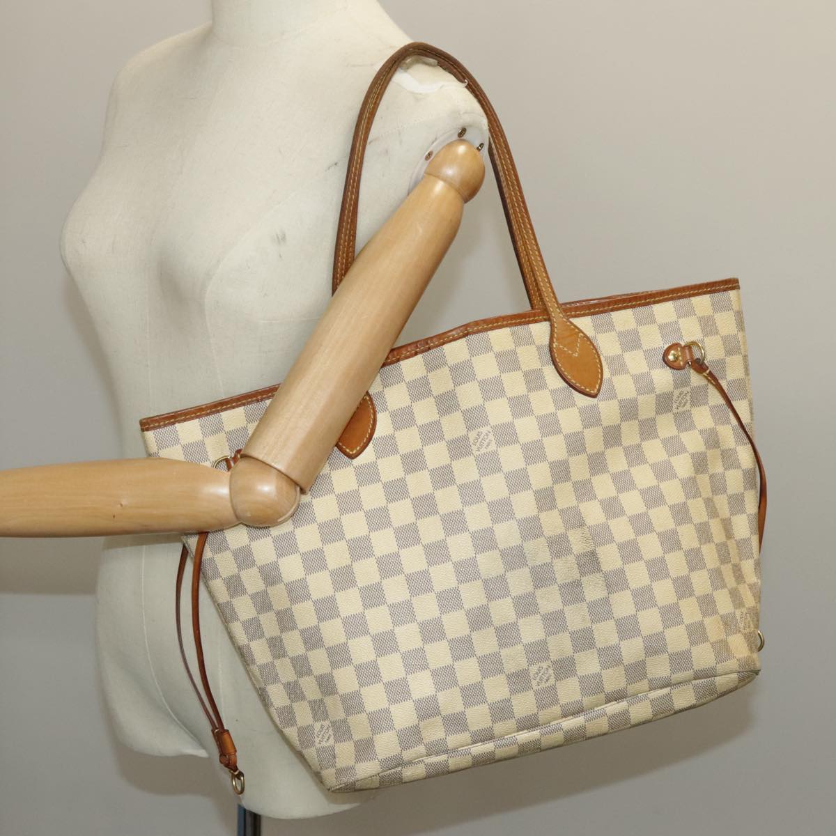 LOUIS VUITTON Damier Azur Neverfull MM Tote Bag N51107 LV Auth 100117