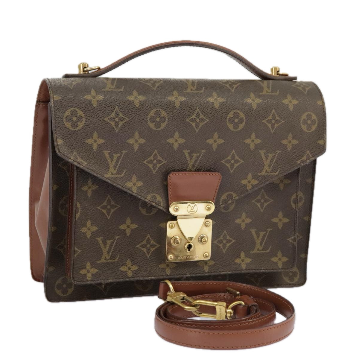 LOUIS VUITTON Monogram Monceau 28 Hand Bag 2way M51185 LV Auth 100123