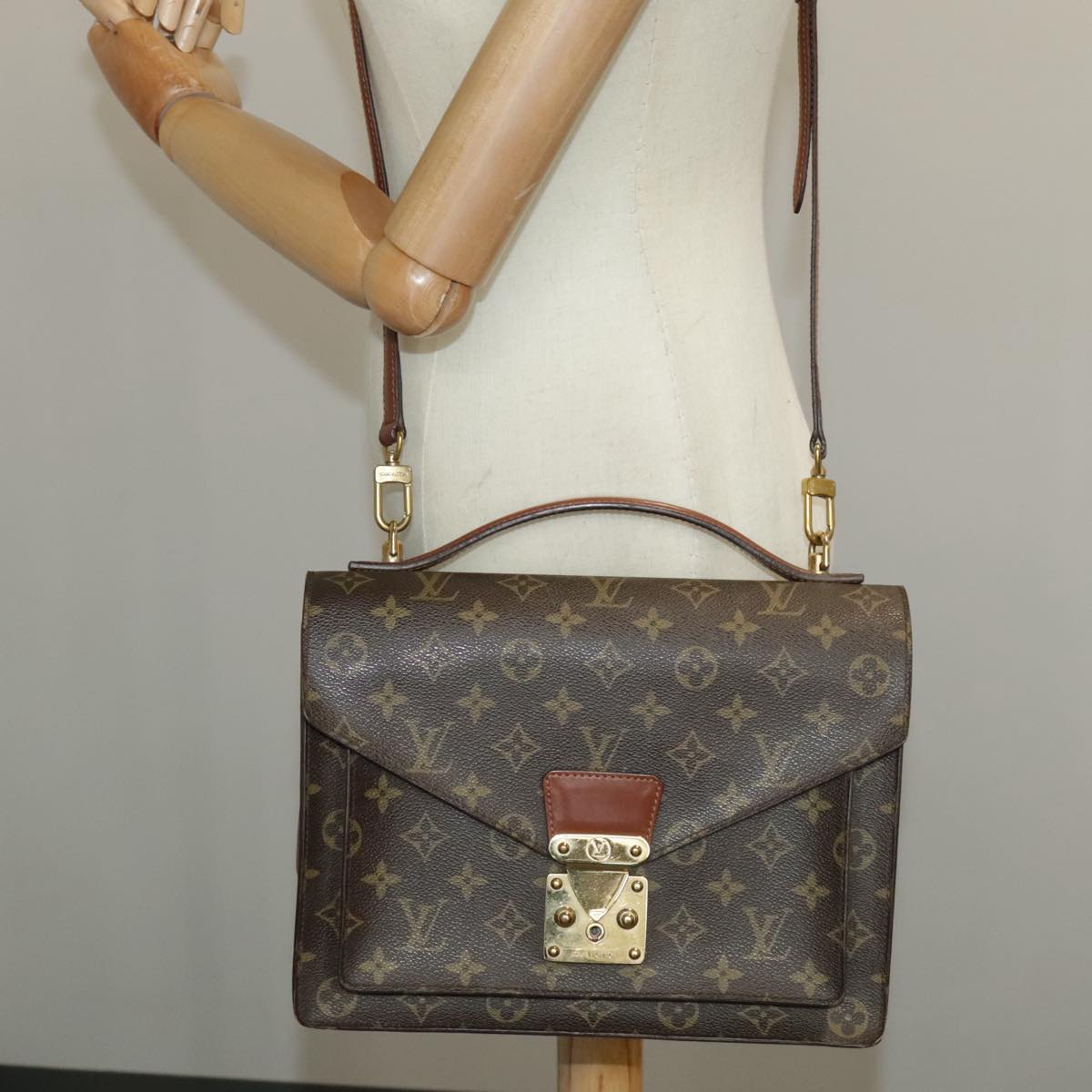 LOUIS VUITTON Monogram Monceau 28 Hand Bag 2way M51185 LV Auth 100123