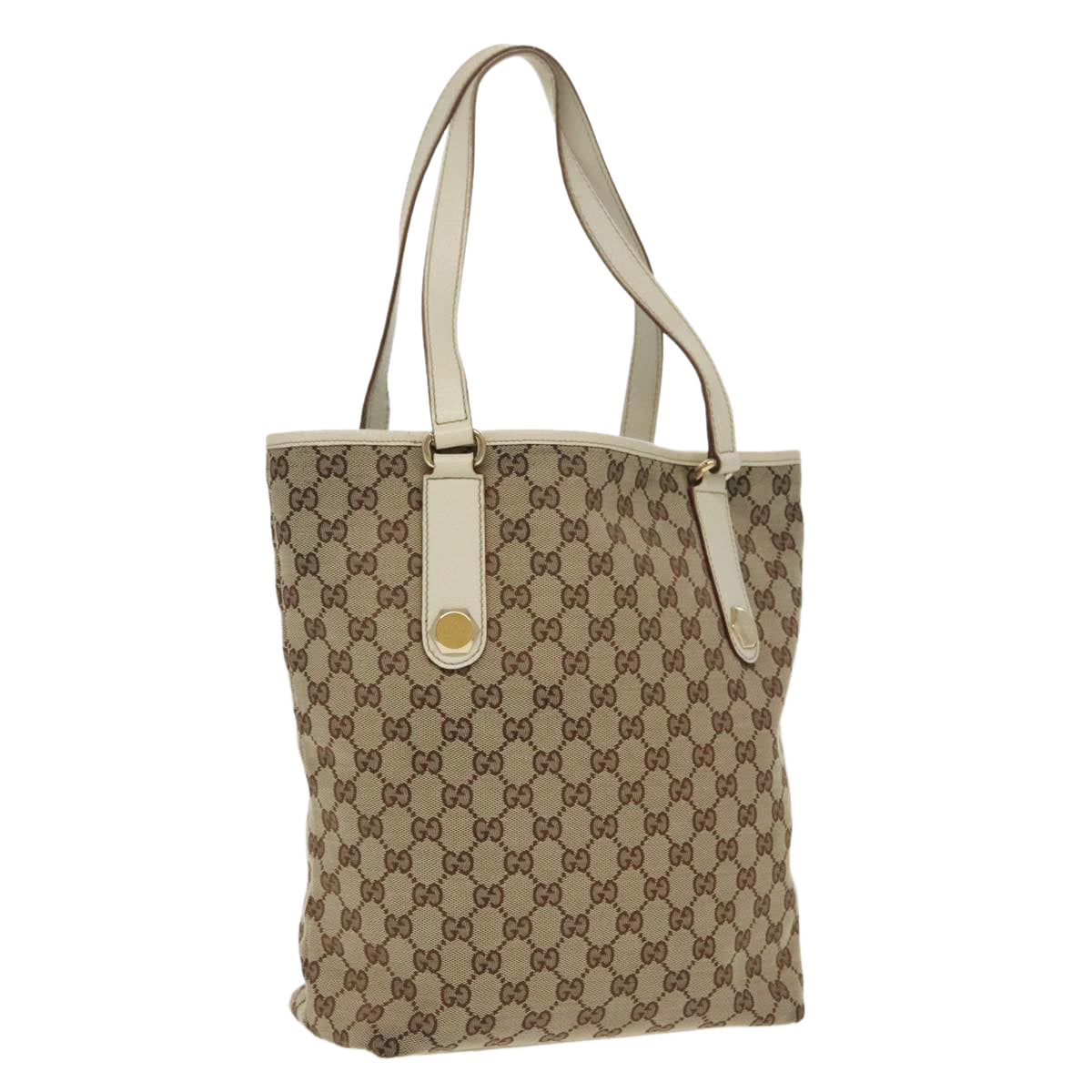 GUCCI GG Canvas Tote Bag Beige Gold 153009 Auth 100143