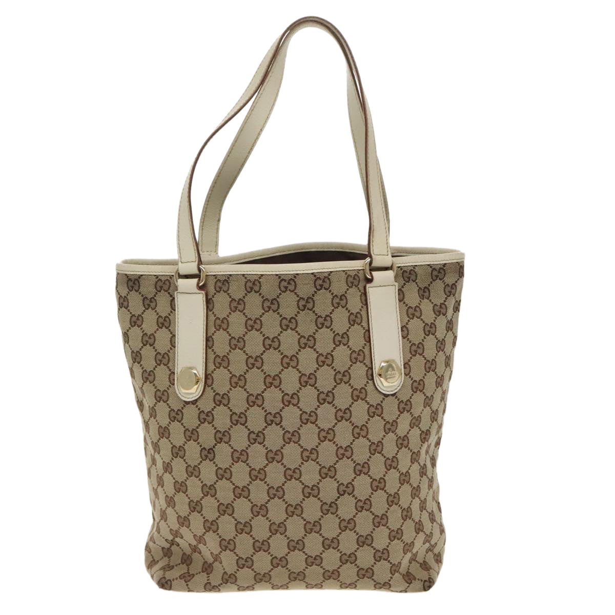 GUCCI GG Canvas Tote Bag Beige Gold 153009 Auth 100143