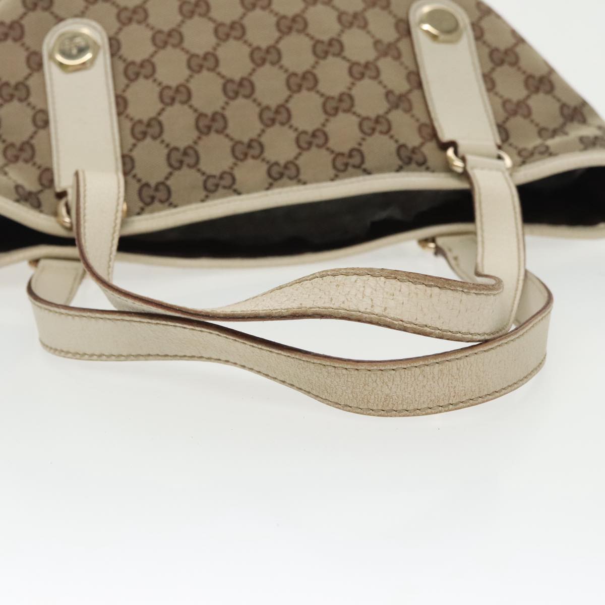 GUCCI GG Canvas Tote Bag Beige Gold 153009 Auth 100143