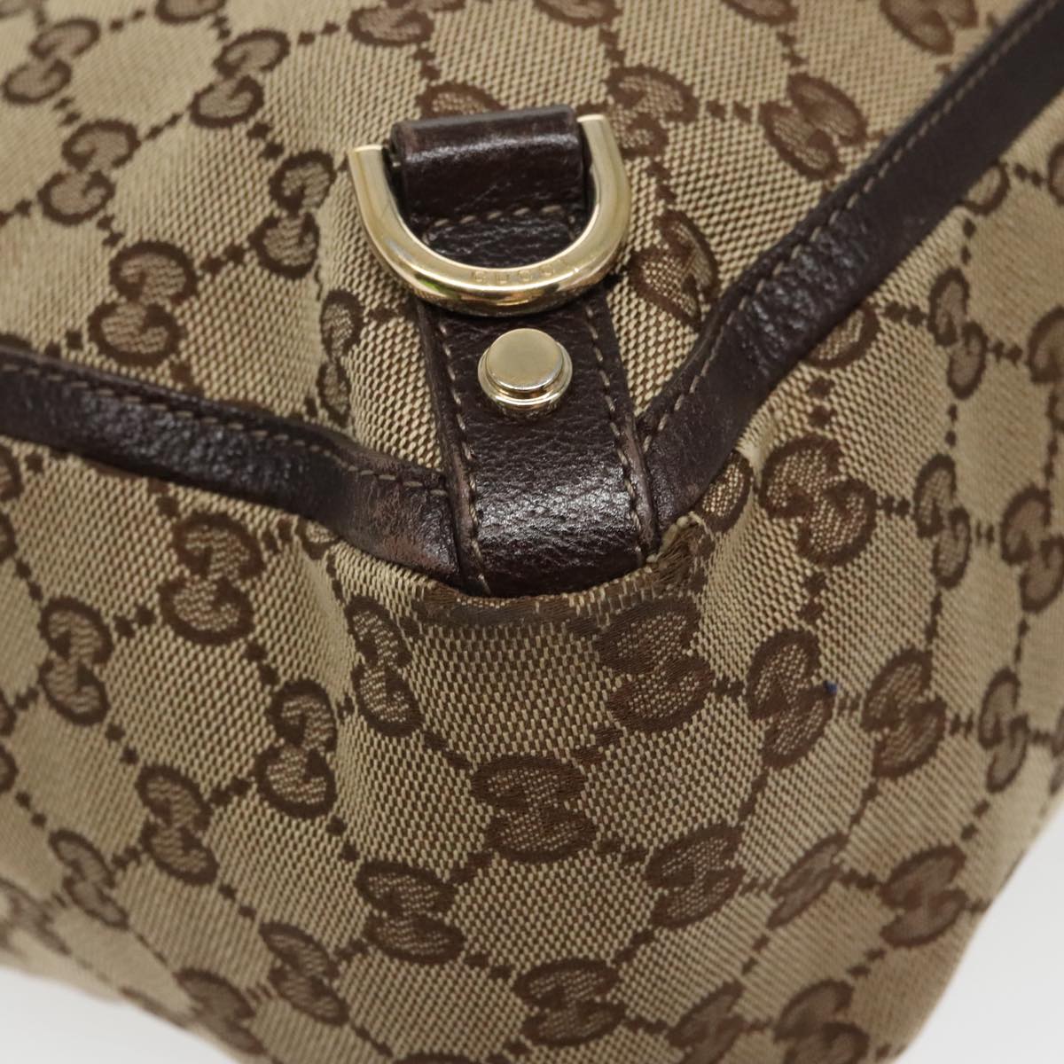 GUCCI GG Canvas Tote Bag Beige Gold 141472 Auth 100144