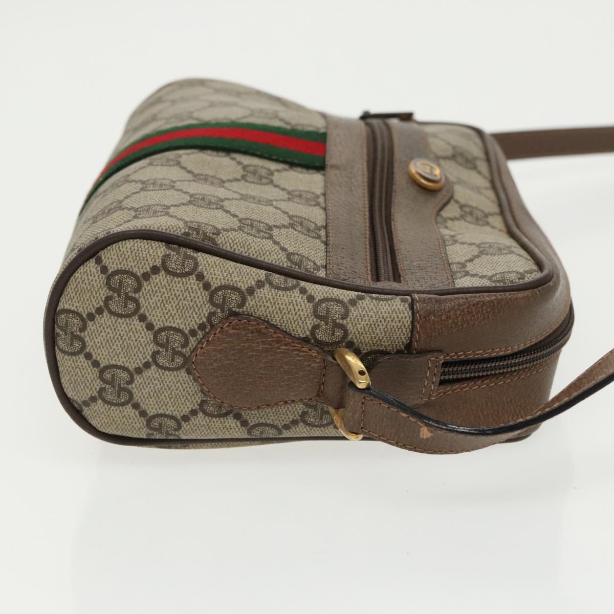 GUCCI GG Supreme Web Sherry Line Shoulder Bag PVC Beige 32 02 004 Auth 100146