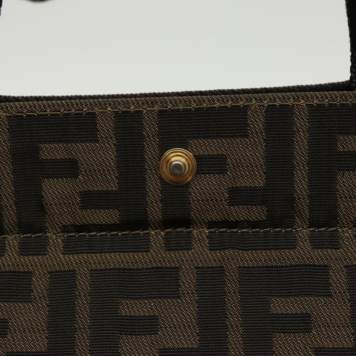 FENDI Zucca Canvas Hand Bag Brown Black Auth 100153