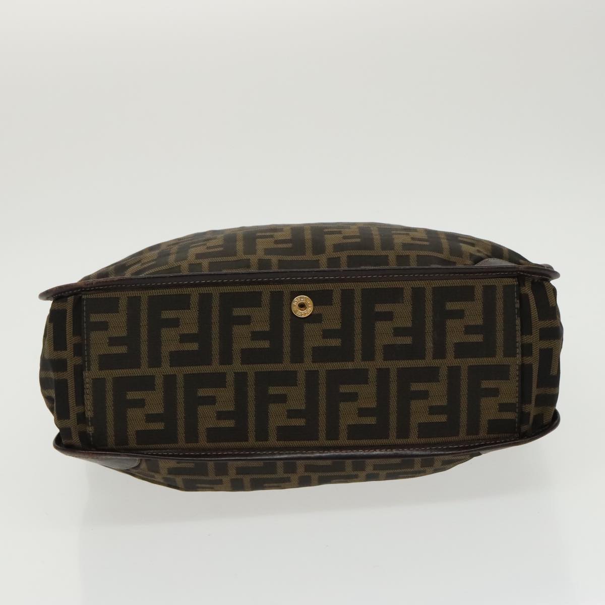 FENDI Zucca Canvas Hand Bag Brown Black Auth 100153