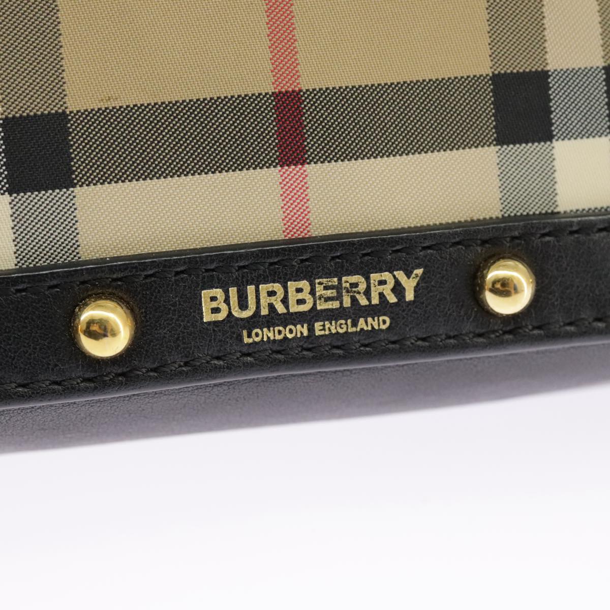 BURBERRY Nova Check Shoulder Bag Nylon Leather Beige Auth 100155