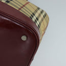 BURBERRY Nova Check Hand Bag PVC 2way Silver Beige Auth 100157-9