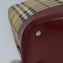 BURBERRY Nova Check Hand Bag PVC 2way Silver Beige Auth 100157-14