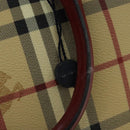 BURBERRY Nova Check Hand Bag PVC 2way Silver Beige Auth 100157-10