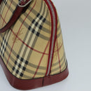 BURBERRY Nova Check Hand Bag PVC 2way Silver Beige Auth 100157-4