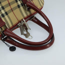 BURBERRY Nova Check Hand Bag PVC 2way Silver Beige Auth 100157-7