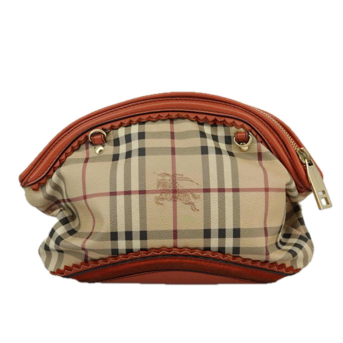 BURBERRY Nova Check Shoulder Bag PVC Beige Gold Auth 100159