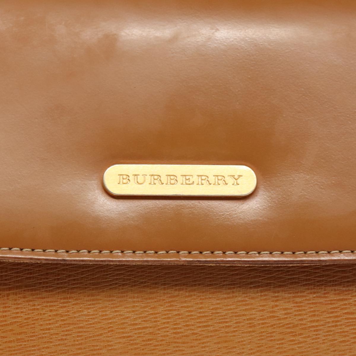 BURBERRY Hand Bag Leather 2way Brown Gold Auth 100160