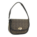 CELINE C Sulky Shoulder Bag Canvas Navy Beige Auth 100162-1