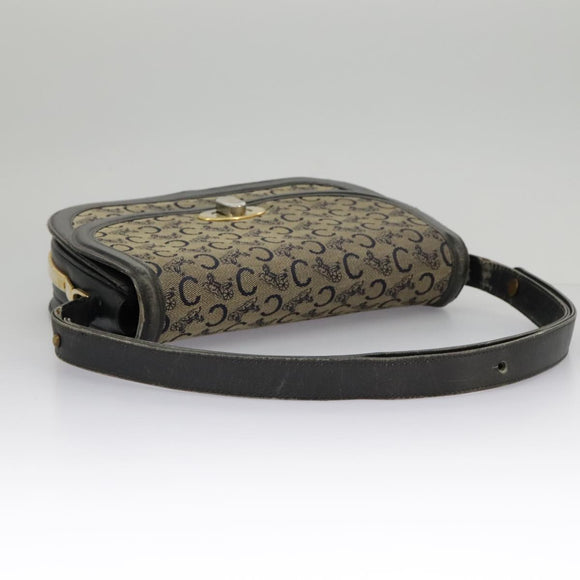 CELINE C Sulky Shoulder Bag Canvas Navy Beige Auth 100162