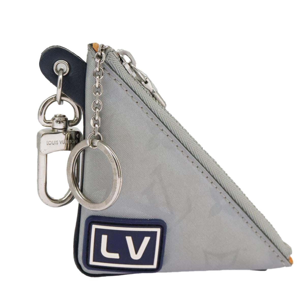 LOUIS VUITTON Monogram satellite Porte Cles Charm Silver MP2217 LV Auth 100165