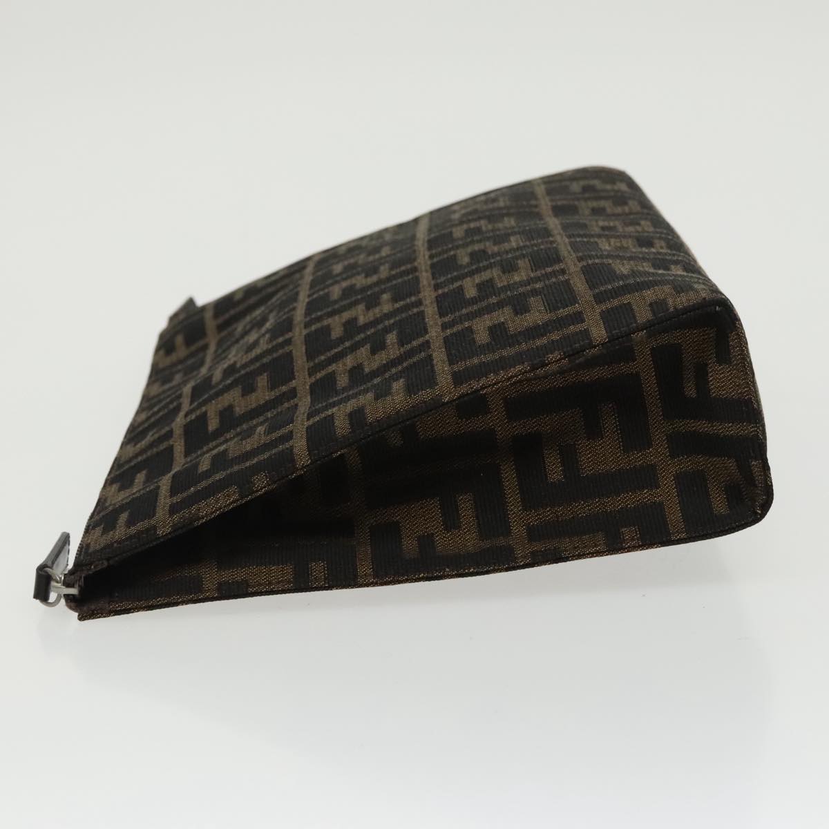 FENDI Zucca Canvas Clutch Bag Brown Black Auth 100167