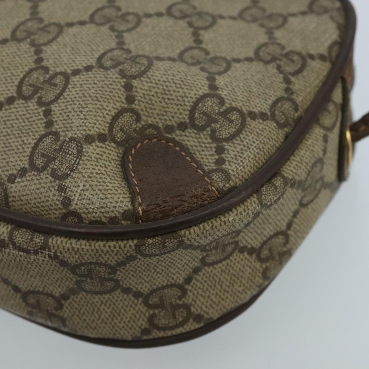 GUCCI GG Supreme Web Sherry Line Shoulder Bag PVC Beige 89 02 066 Auth 100175