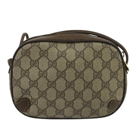 GUCCI GG Supreme Web Sherry Line Shoulder Bag PVC Beige 89 02 066 Auth 100175 - 0