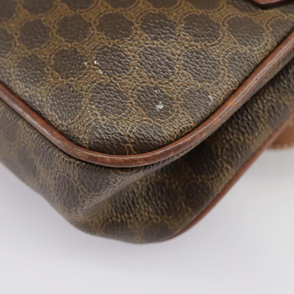 CELINE Macadam Canvas Shoulder Bag PVC Leather Brown Gold Auth 100176