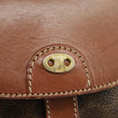 CELINE Macadam Canvas Shoulder Bag PVC Leather Brown Gold Auth 100176-24