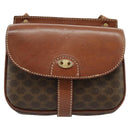 CELINE Macadam Canvas Shoulder Bag PVC Leather Brown Gold Auth 100176-13