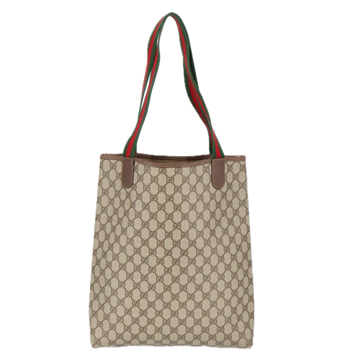 GUCCI GG Supreme Web Sherry Line Tote Bag PVC Beige Red 002 123 Auth 100184 - 0